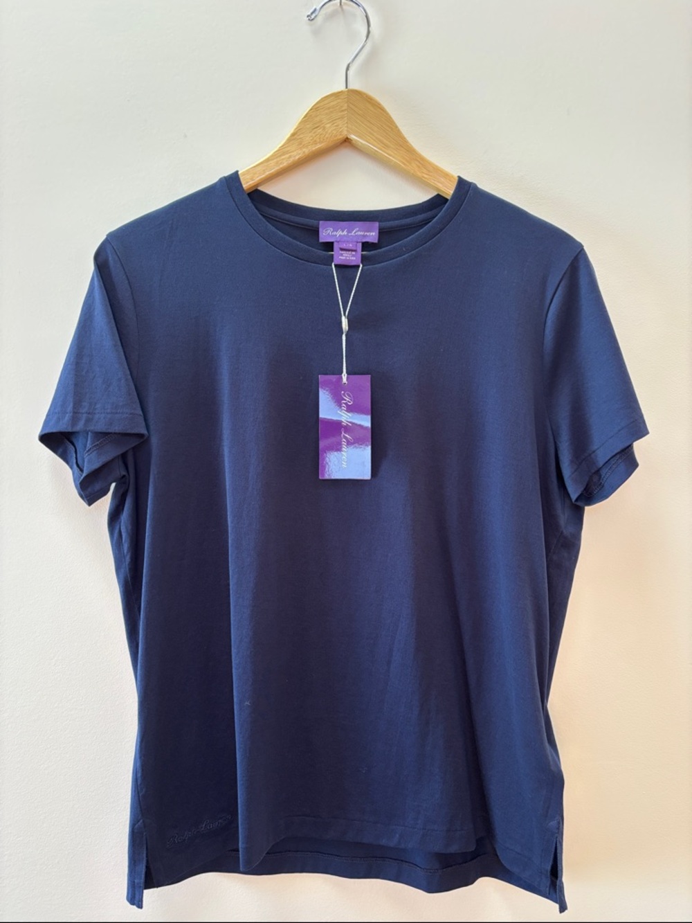 Ralph Lauren Navy Short Sleeve Crew Tee with Purple Label Tag